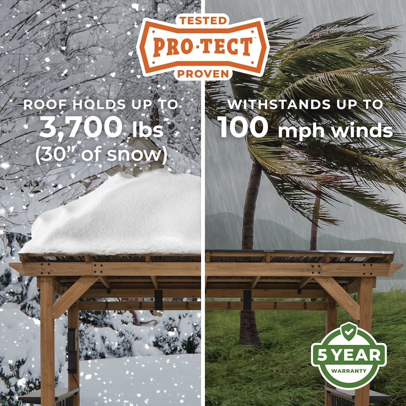 Backyard Discovery Saxony XL 12x6' Cedar Grill Gazebo with Steel Roof