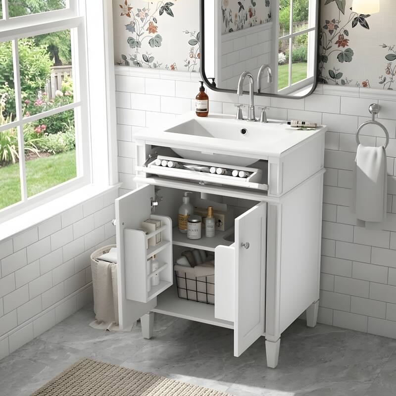 Bathroom Storage Cabinet with Sink, Soft-Closing Doors with Organizers