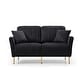 preview thumbnail 4 of 51, 2 Piece Living Room Sofa Set, Velvet Upholstered, Solid Manufactured Frame, Reversible Cushions, Metal Feet, Flared Armrests