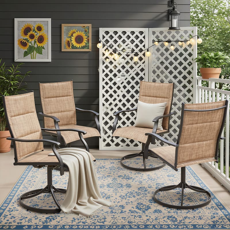 EROMMY Outdoor Swivel Patio Chairs 2/4 Pack, High-Back Textilene Dining Rocker Chairs with Metal Frame