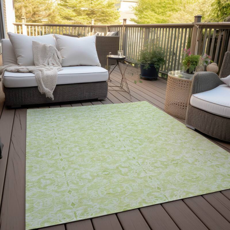 Machine Washable Indoor/ Outdoor Chantille Traditional Medallions Rug - Aloe - 9' x 12'