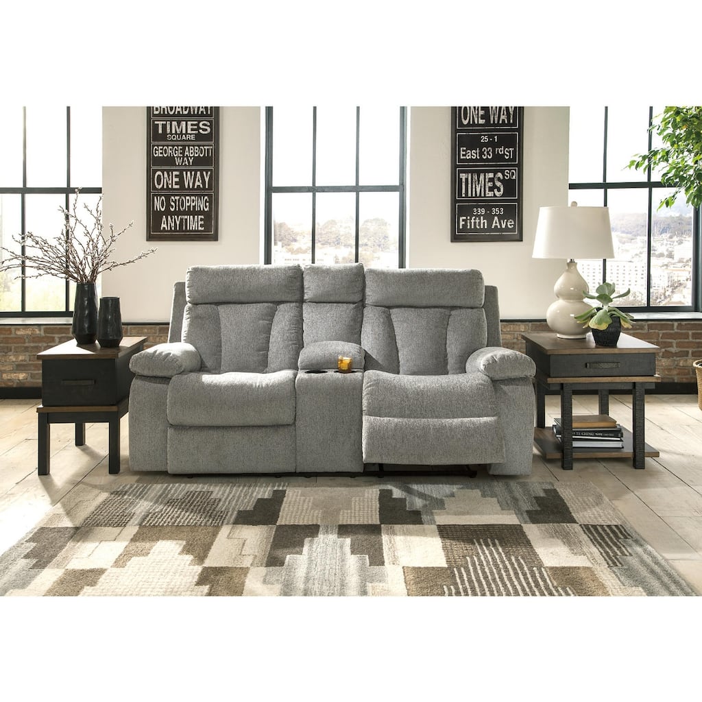Mitchiner Reclining Loveseat with Console Fog