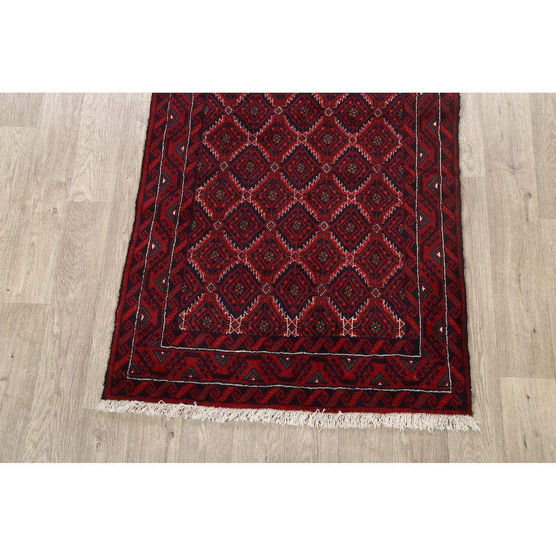 Traditional Balouch Persian Area Rug Hand-knotted Wool Carpet - 3'4" x 6'3"