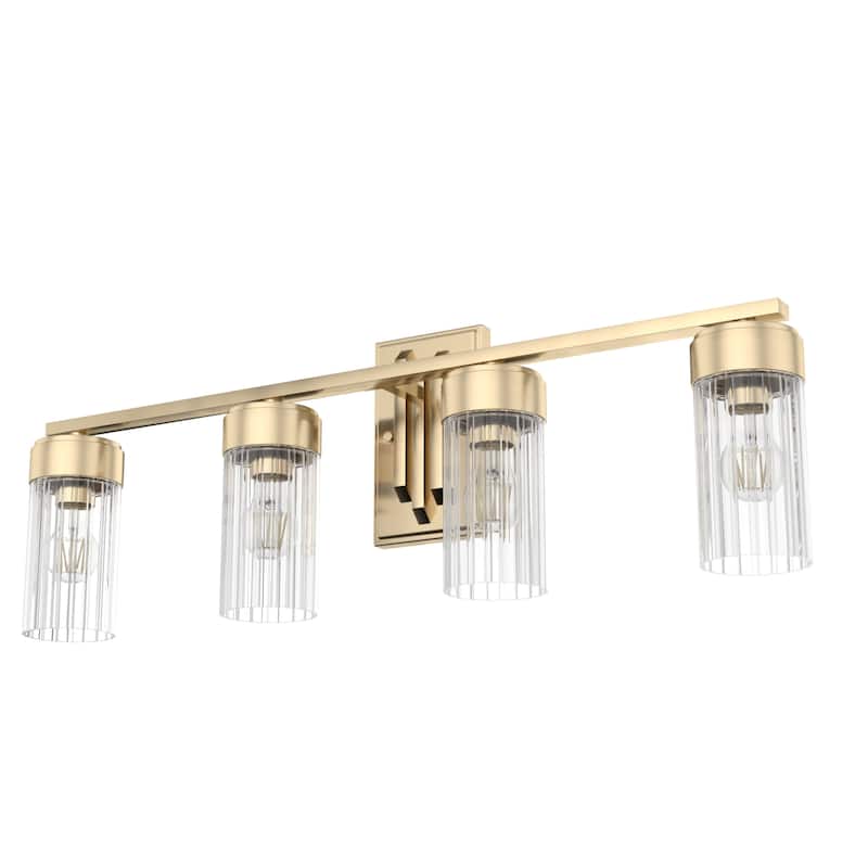 Hunter Gatz Ribbed Glass Vanity Wall Light - Bathroom - Glam, Fluted Glass - Damp Rated!