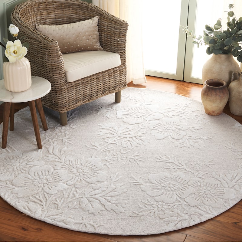 SAFAVIEH Handmade Glamour Veselina Modern Wool & Viscose Rug - 6' Round - Ivory