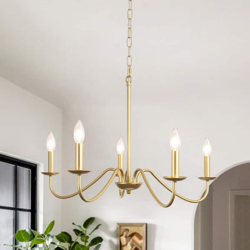 Rustic Farmhouse 5-Light Candle Style Chandelier for Dining Room Kitchen Island