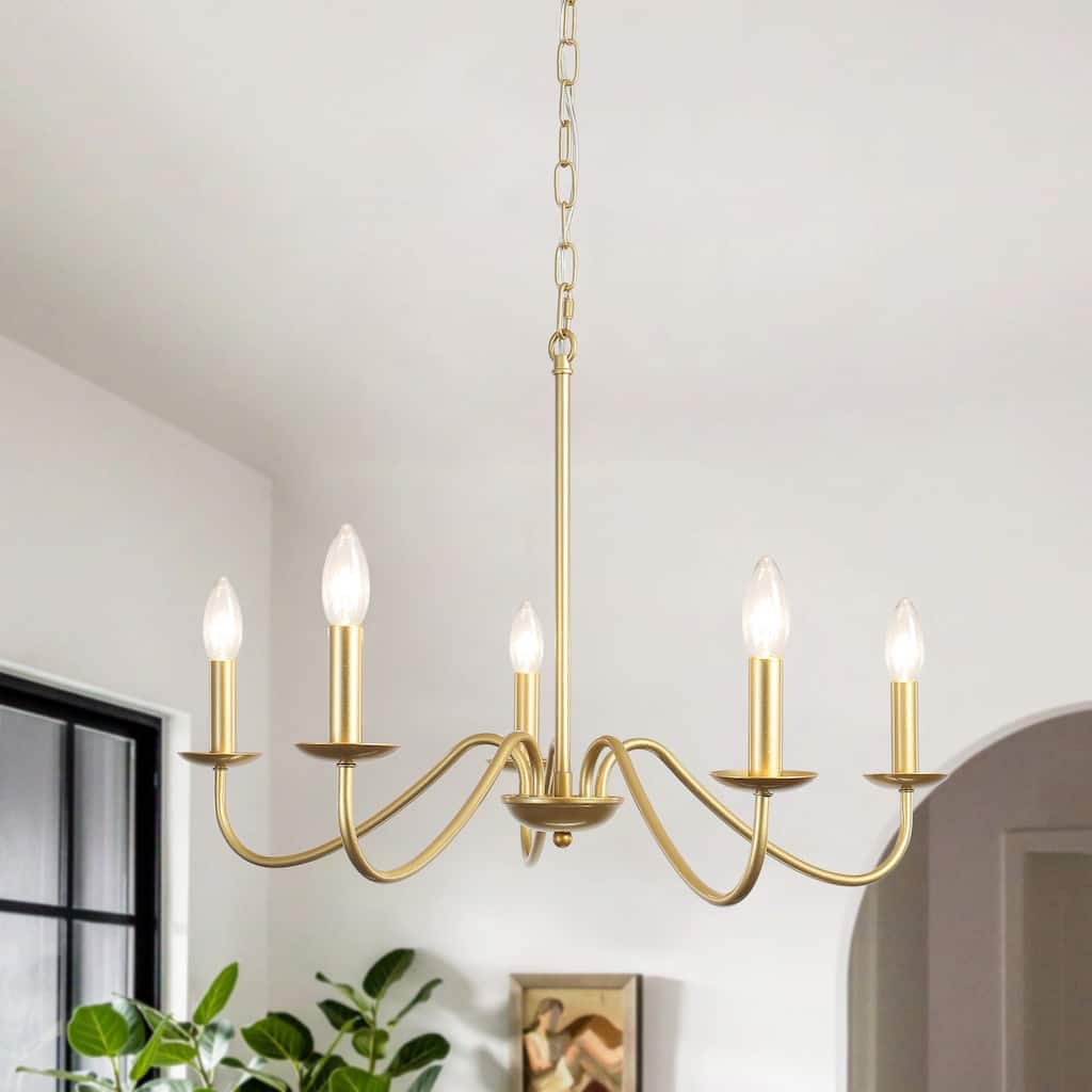 Rustic Farmhouse 5-Light Candle Style Chandelier for Dining Room Kitchen Island
