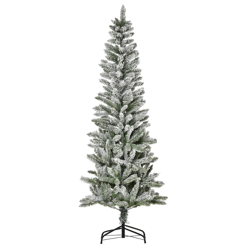 Pre-Lit 6FT Snow Flocked Christmas Tree with Realistic Branch Tips and Easy Setup