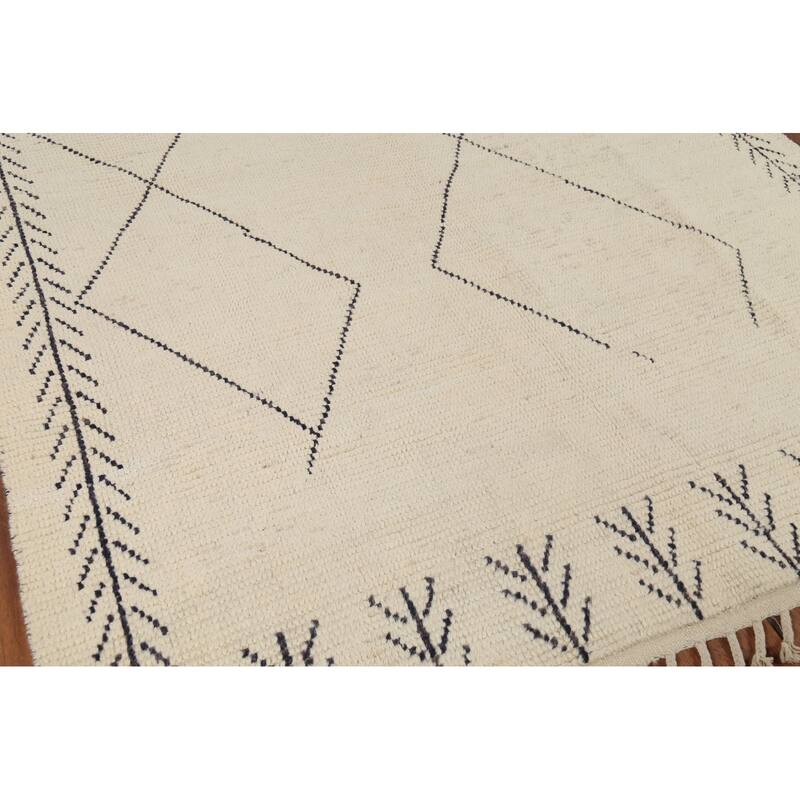 Moroccan Oriental Area Rug Handmade Abstract Wool Carpet - 5'11"x 9'8"