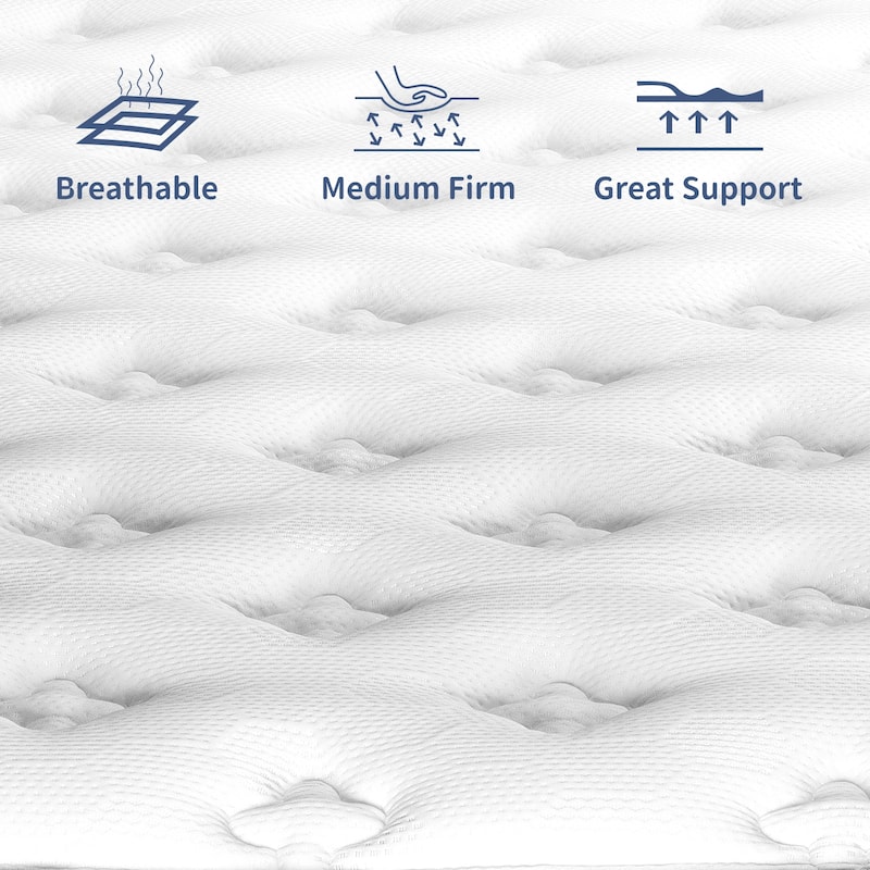 12" Queen Size Hybrid Mattress,Memory Foam,Pocket Springs,Medium Firm