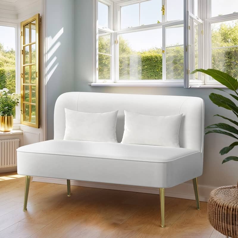 Velvet Upholstered Metal Legs Loveseat