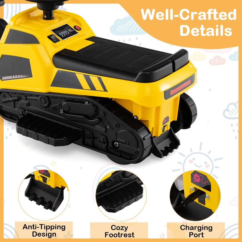 Gymax 3 in 1 Excavator Ride on Toy w/ Horn Story-Telling for Toddlers