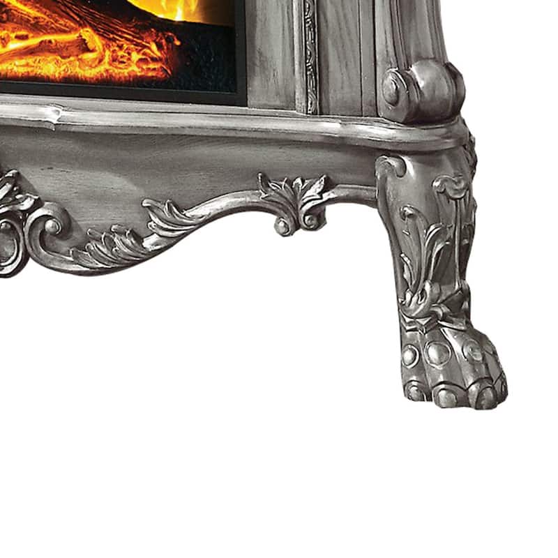 Ally 47 Inch Classic Electric Fireplace, Scrolled Trim, Remote, Timer, Gray