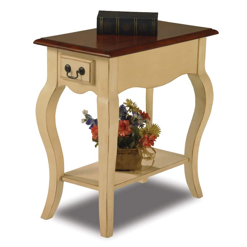 Brown Cherry/ Slate Solid Wood Side Table