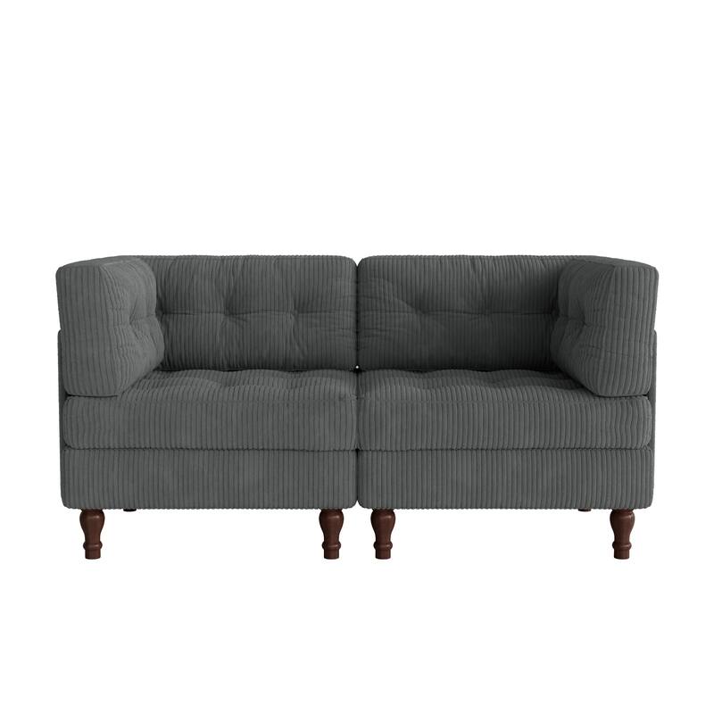 Oversized Sofa Corduroy Tufted Modular Sectional Set