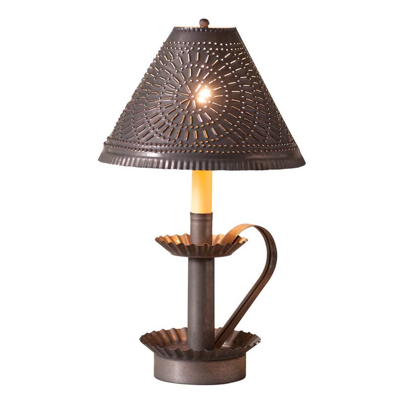 Irvins Country Tinware Plantation Candlestick Lamp Kettle Black Shade - 16.5 X 9 X 9 inches