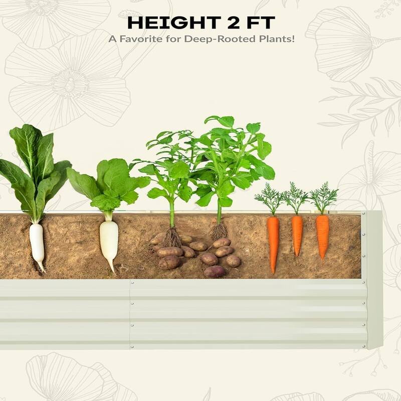 8x4x2FT Raised Garden Bed for Outdoor Gardening - Deep Root Metal Planter Green