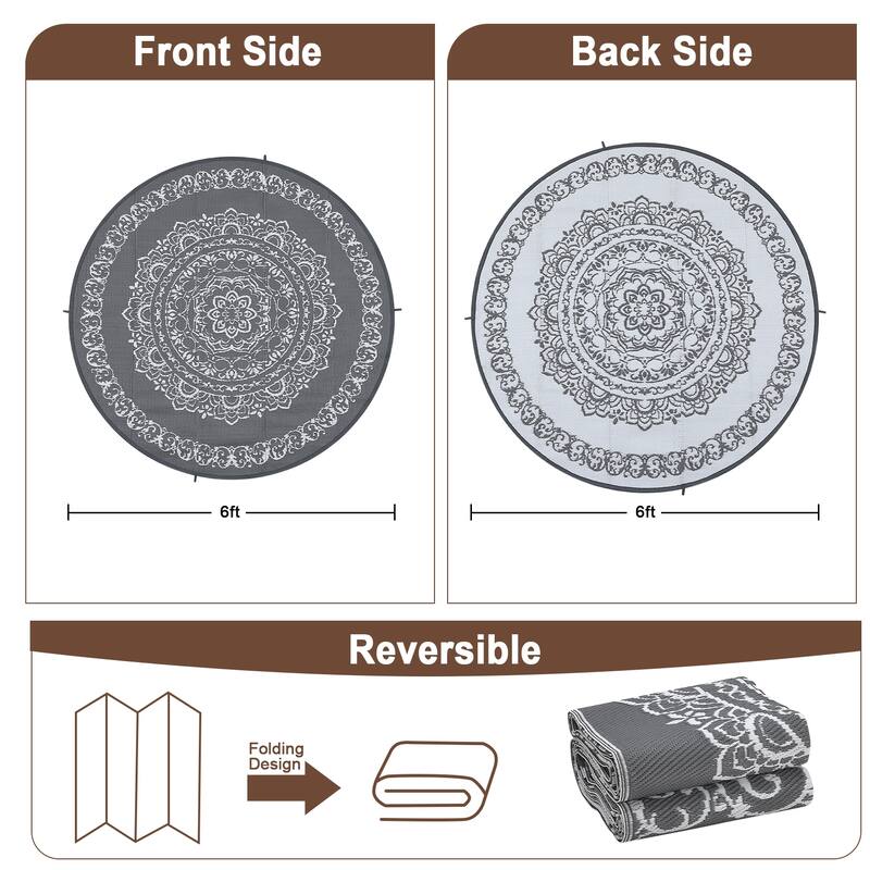 Outdoor Rug Reversible Patio Rug Plastic Straw Rug Waterproof Lightweight Rug