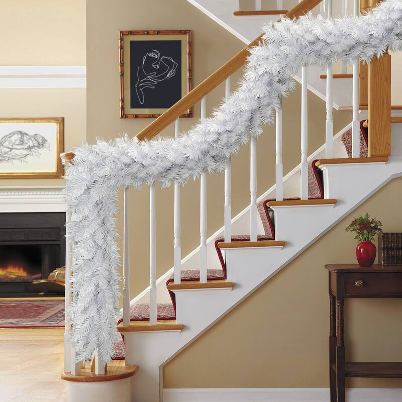 Puleo International 9' x 10" Artificial White Round Valley Pine Garland