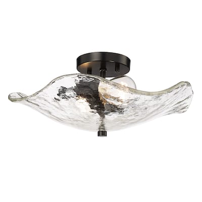 Samara 2-Light Semi-flush with Hammered Water Glass