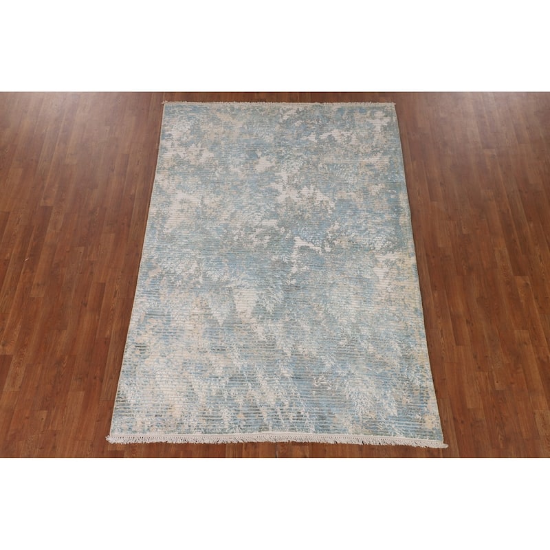 Striped / Abstract Area Rug Hand-Knotted Wool Carpet - 5'6"x 7'8"