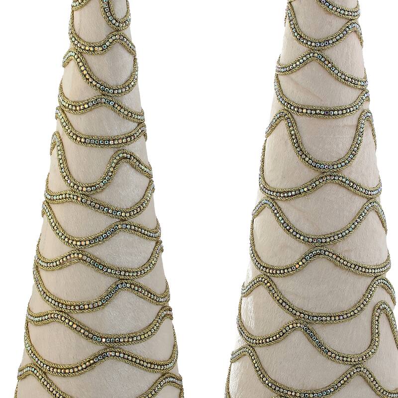 18-24" Velvet With Jewel Cone Tree Set of 2