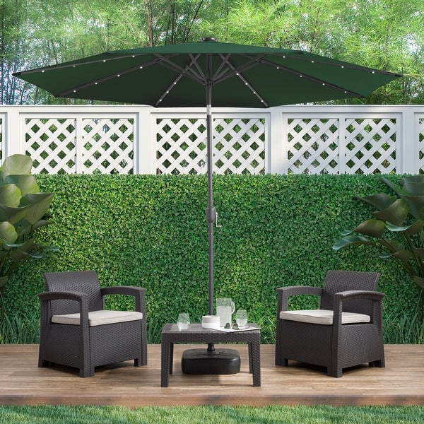 corliving patio umbrella with solar power led lights Garvee 10' Offset Umbrella, Cantilever Easy Lift & Tilt Adjustment, 8 Ribs Sun Umbrella UV Protection, Navy Blue solar LED umbrella 10 Ft. Solar Power Lighted