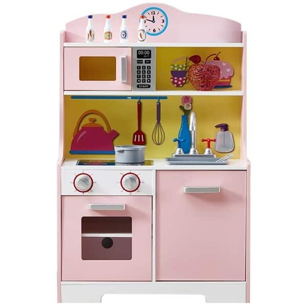 slide 2 of 6, Play Kitchen Set,Wooden Kids Toy Kitchen Cooking Kitchens - 5-7 Years