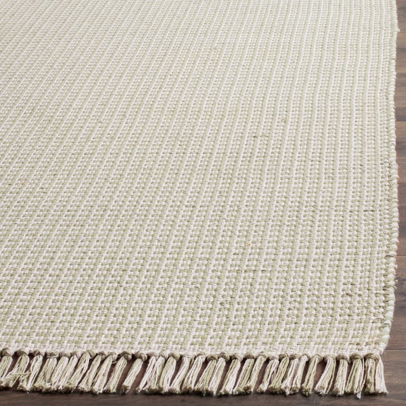 SAFAVIEH, Handmade Montauk Cliff Stripe Flatweave Cotton Fringe Rug