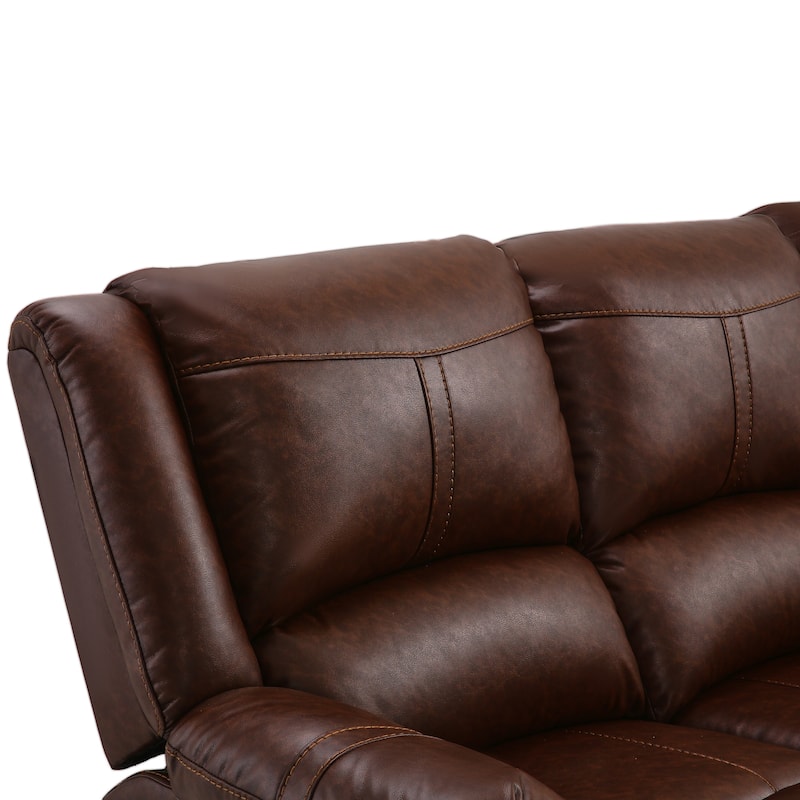 Manual Recliner,Faux Leather Reclining Sofa Set, 3-Seater Reclining Sofas For Living Room - 80.7"W X 37.4"D X 39.8"H