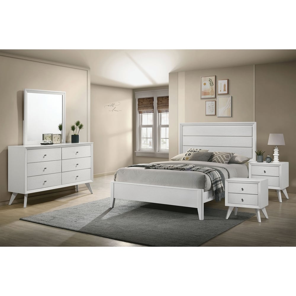 Furniture of America Kawi Modern 5-Piece White Wood Panel Bedroom Set