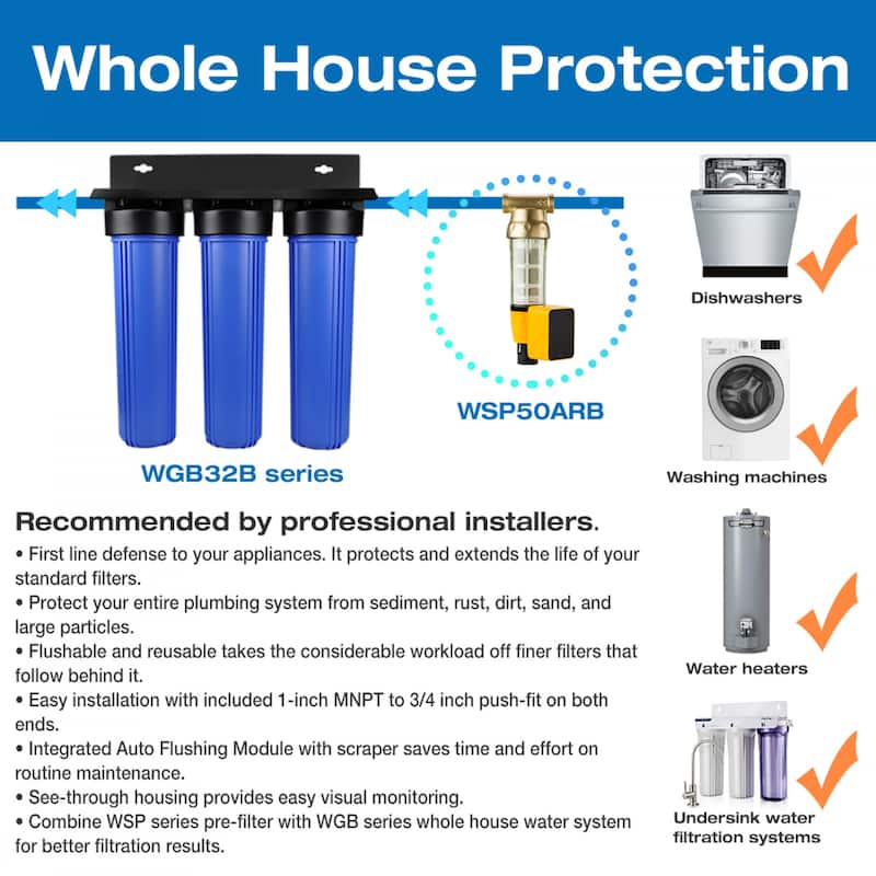 iSpring 3-Stage Heavy Metal Reducing Whole House Water Filtration