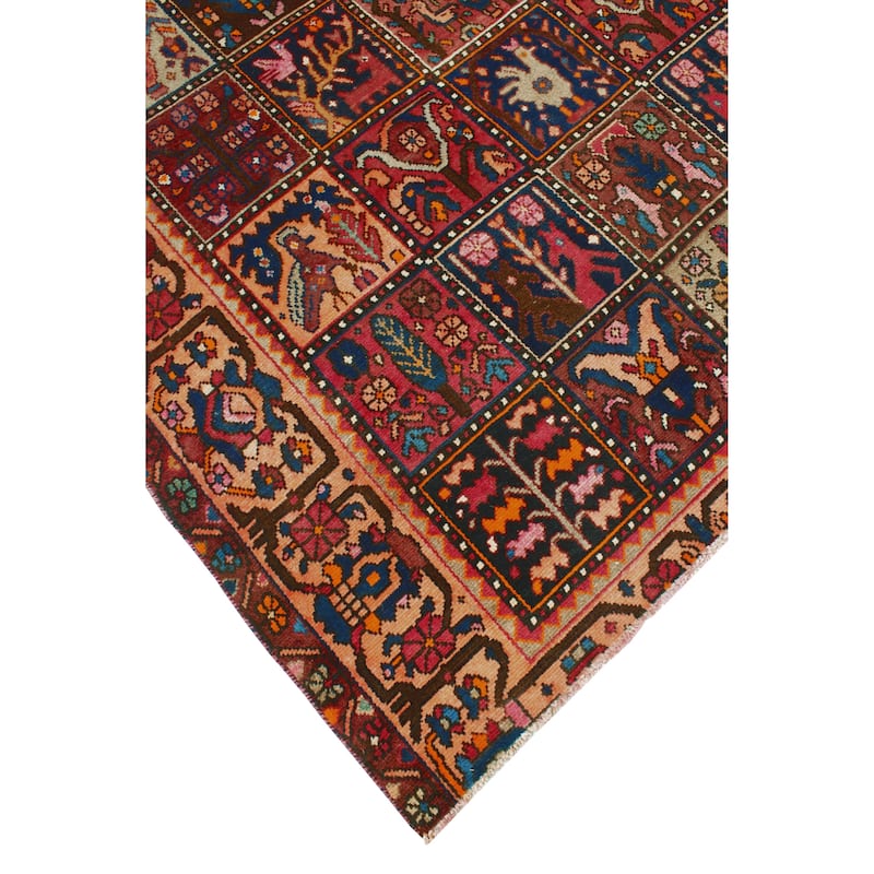 Fine Vintage Bakhtiari Annika Orange/Burgundy Rug - 5'4" x 8'11"