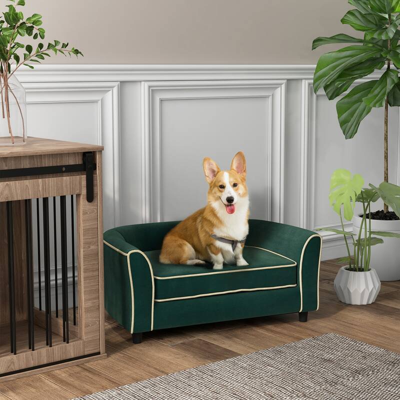 PawHut Dog Couch Fancy Pet Bed Modern Dog Sofa for Small and Medium Dogs Cats, Washable and Removable Cover