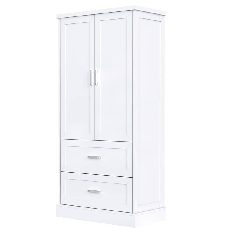 Tall Freestanding Vertical Storage Cabinet for Bathroom with Drawers, Door Rack, Adjustable Shelves and Anti-Tip Device