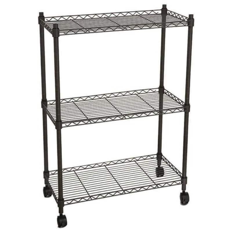 3-Layer Plastic Coated Iron Shelf with Plastic Wheels - (23.62 x 13.78 x 33.46)"