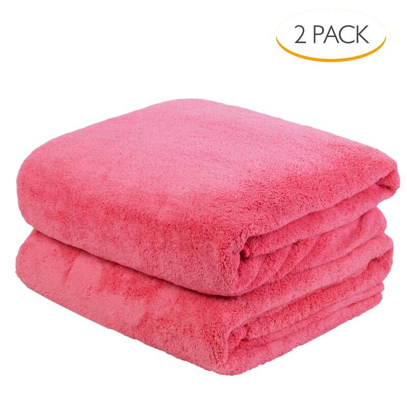 6 Pack Plush Fleece Towel Set - 2 Pack - Coral