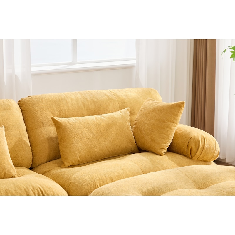GDFStudio - UNITED WE WIN Pelletized U Shape Cloud Couch with Bolster Armrest Pillows