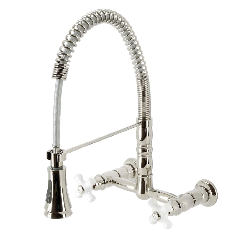 Heritage Two-Handle Wall-Mount Pull-Down Sprayer Kitchen Faucet