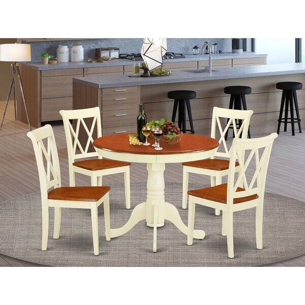 Round 36 Inch Table and 2 Double X Back Chairs (Number of Chairs Option) - Overstock - 28480571