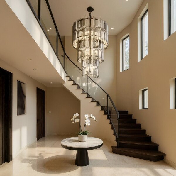 Varaluz Park Row 18-Light 3-Tier Chandelier - Matte Black/French