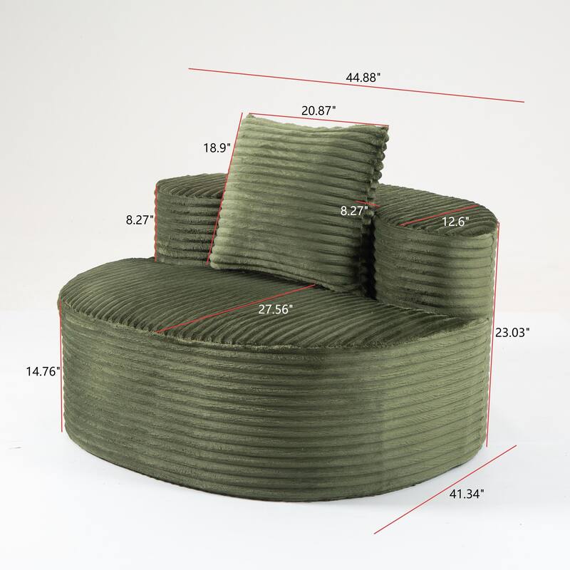 Corduroy Fabric Compressed Sofa:Moon Bay,No Assembly Required