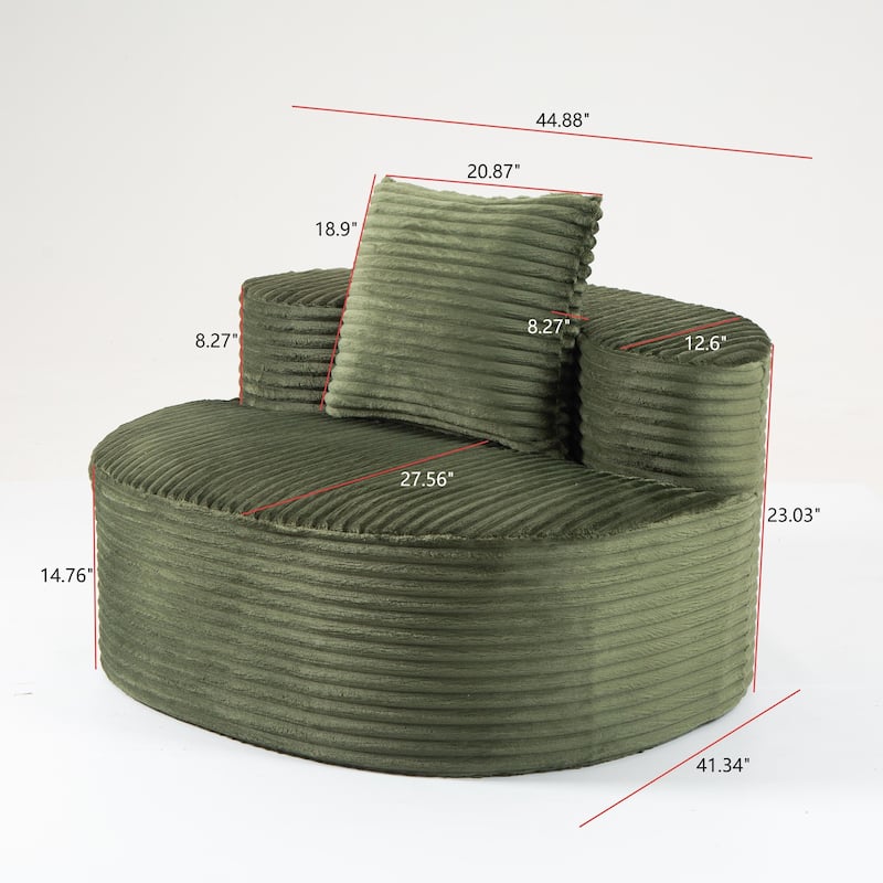 Floor Standing Single Sofa Chair Accent Chair Corduroy Barrel Chair