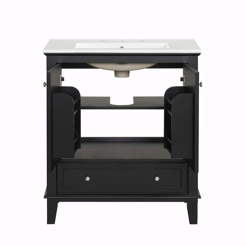 30" Bathroom Vanity with Sink Combo, Multi-functional Cabinet with Doors and Drawer