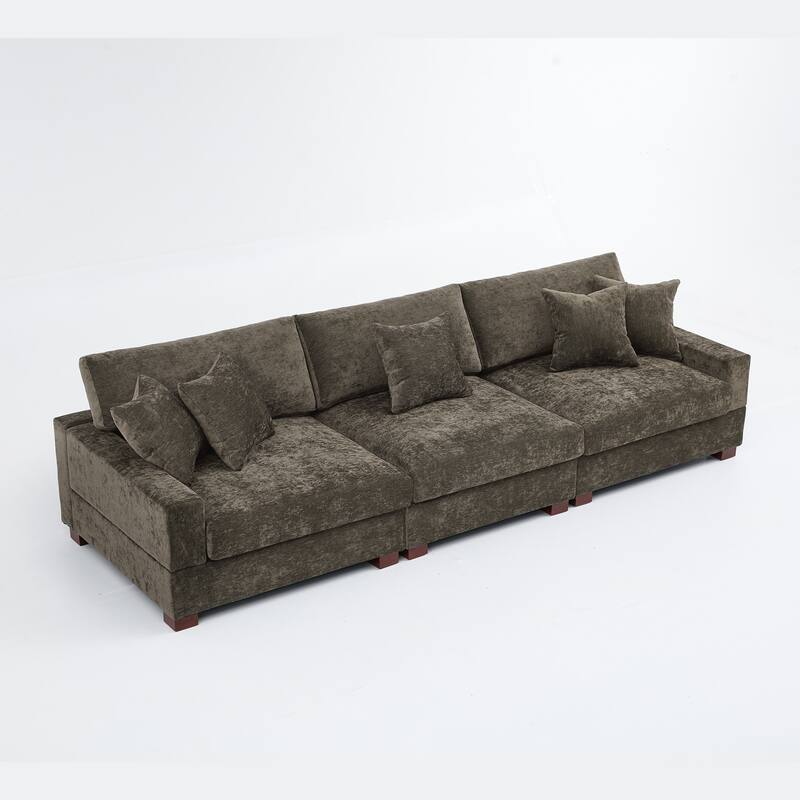 Modern Upholstered Chenille Modular Sectional Sofa with Pillow