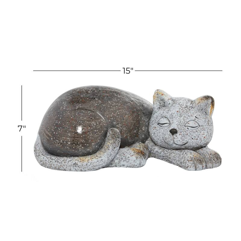 Gray Polystone Indoor Outdoor Cat Decorative Garden Sculpture