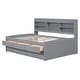 preview thumbnail 10 of 12, Full Captain Bed with Built-in Bookshelves, 3-Storage Drawers and Trundle, Light Grey