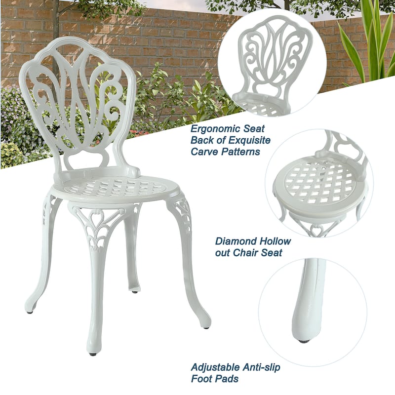 Clihome Outdoor Cast Aluminum Bistro Chair (Set of 2)