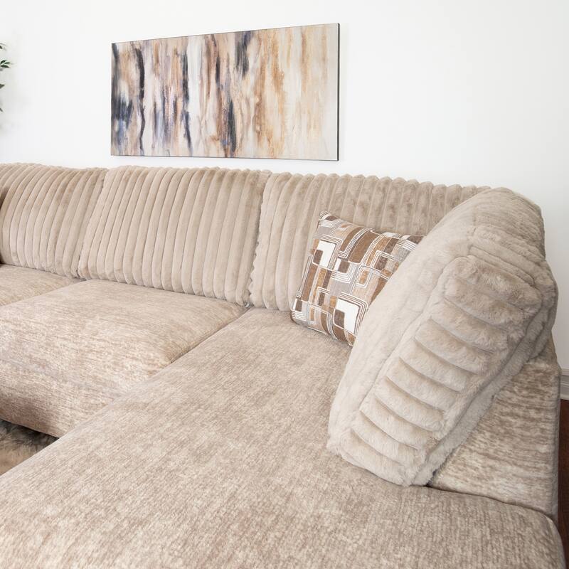 Roundhill Nexus 2-PC Living Room Set, L-shape Sectional and Accent Ottoman