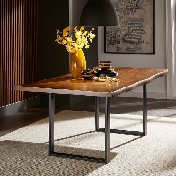 slide 2 of 9, Banyan Live Edge Wood and Metal Sled Base Dining Table by iNSPIRE Q Artisan